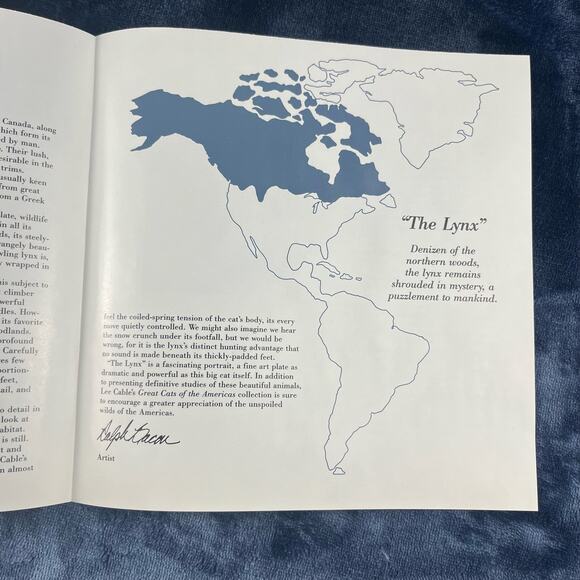 1989 "The Lynx" by Lee Cable Plate 3rd Issue Bradford Exchange Certificate & Box - Picture 9 of 13